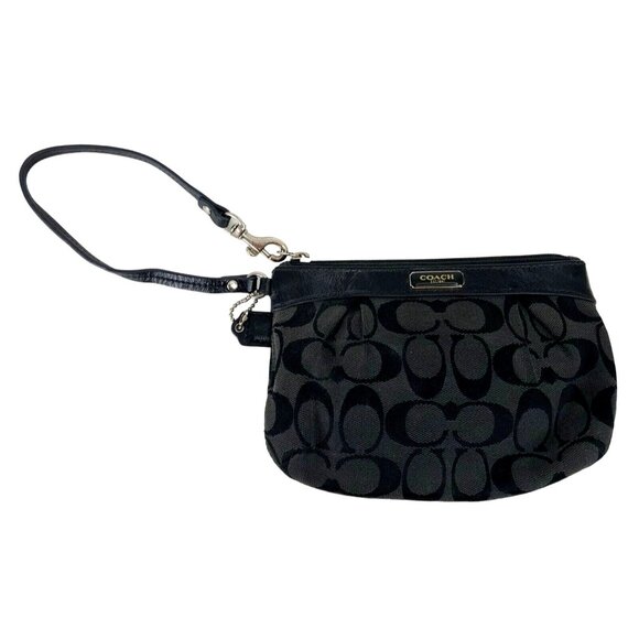 Coach Handbags - Coach Black Signature Wristlet Purse